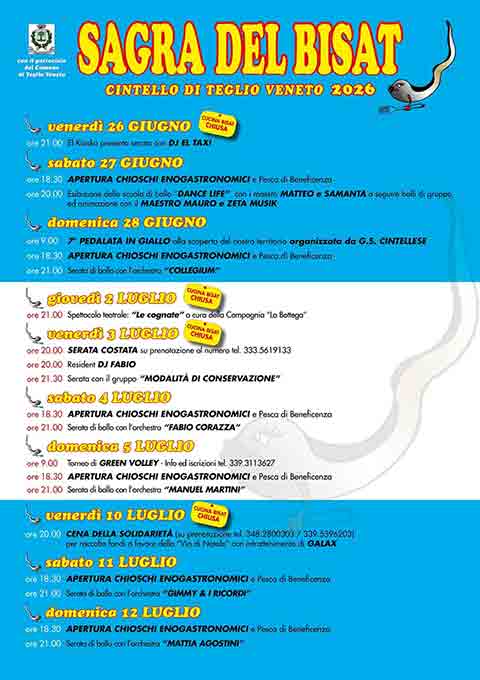 Programma della Sagra del Bisat Cintello