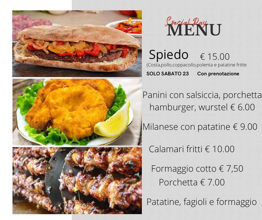 Men&ugrave; della Festa della Cascata Corbolone