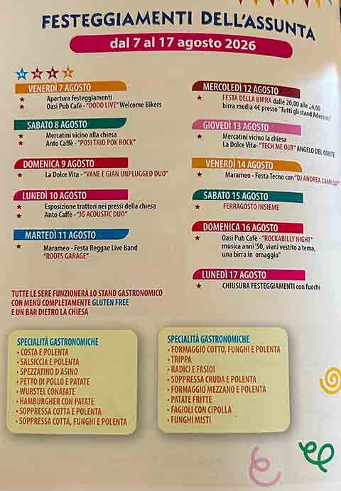 Programma della Festa dell'Assunta Eraclea