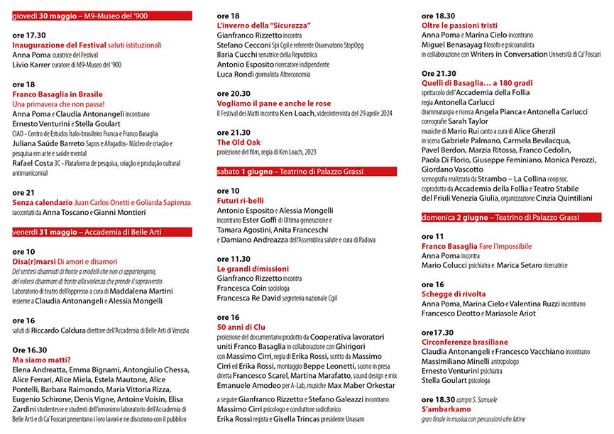 Programma Festival dei Matti Venezia