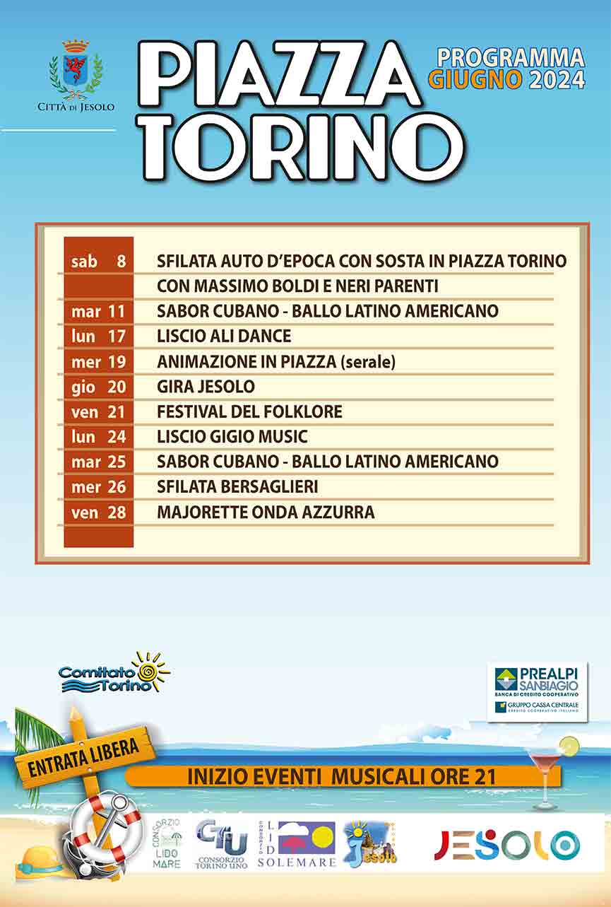 Programma Eventi Estate in Piazza Torino a Jesolo