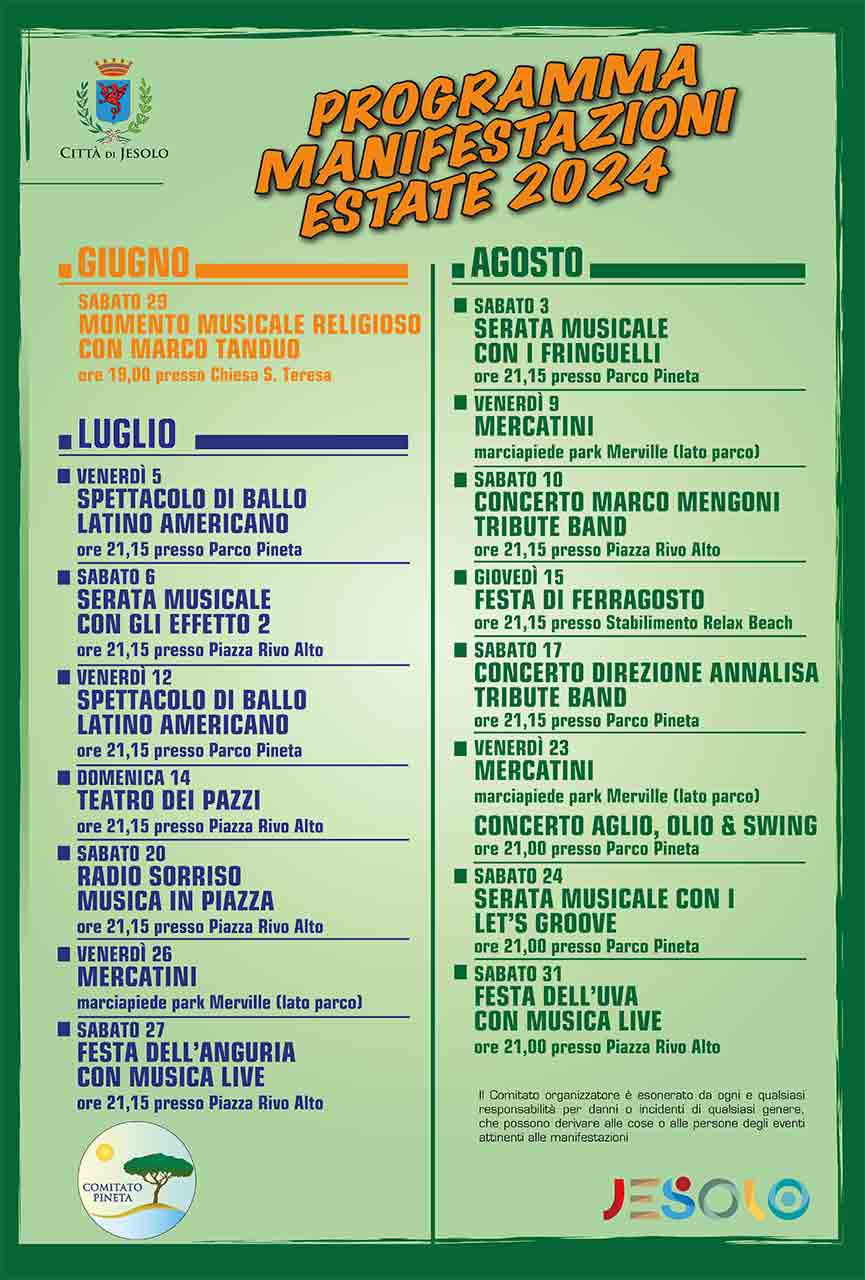Eventi Estate in Villaggio Pineta a Jesolo