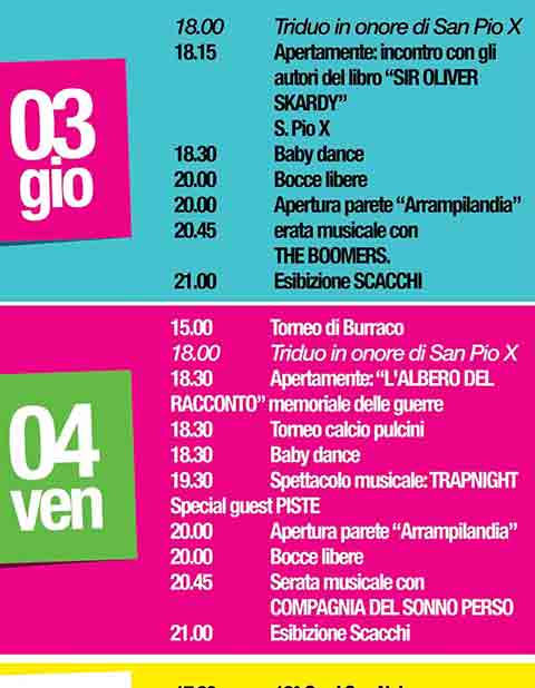 Programma della Festa con noi Marghera