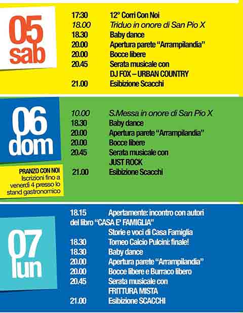 Programma della Festa con noi Marghera