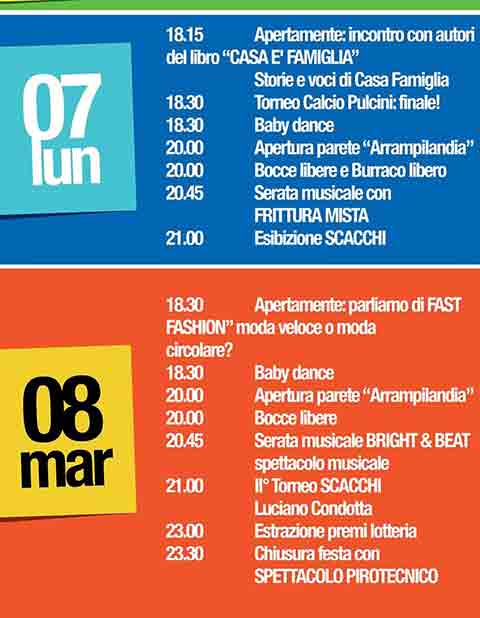 Programma della Festa con noi Marghera