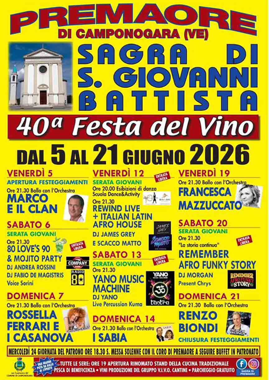 Programma della Sagra di San Giovanni Battista di Premaore