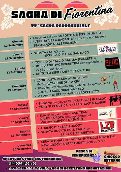 Programma Sagra di Fiorentina - San Don&agrave; di Piave