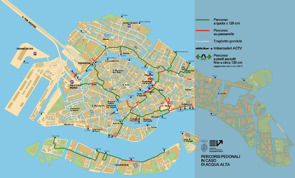 Percorsi alternativi acqua alta Venezia