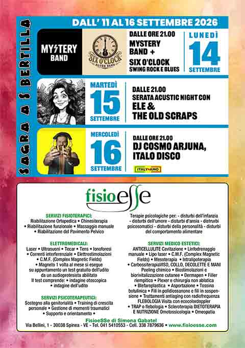 Programma della Sagra di Santa Maria Bertilla a Spinea
