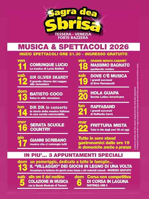 Programma Sagra dea Sbrisa di Tessera