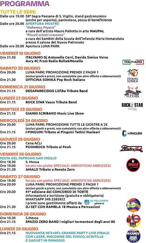 Programma della Sagra di San Vigilio 2026 a Zelarino