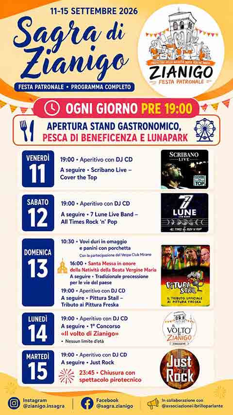 Programma della Festa Patronale di Zianigo