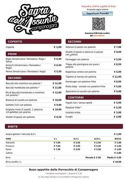 Programma della Sagra dell'Asssunta di Camponogara