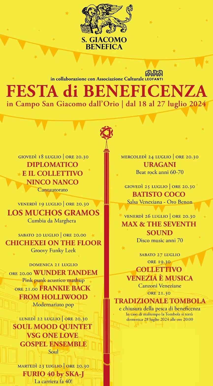 Programma Festa di San Giacomo da l'Orio Venezia