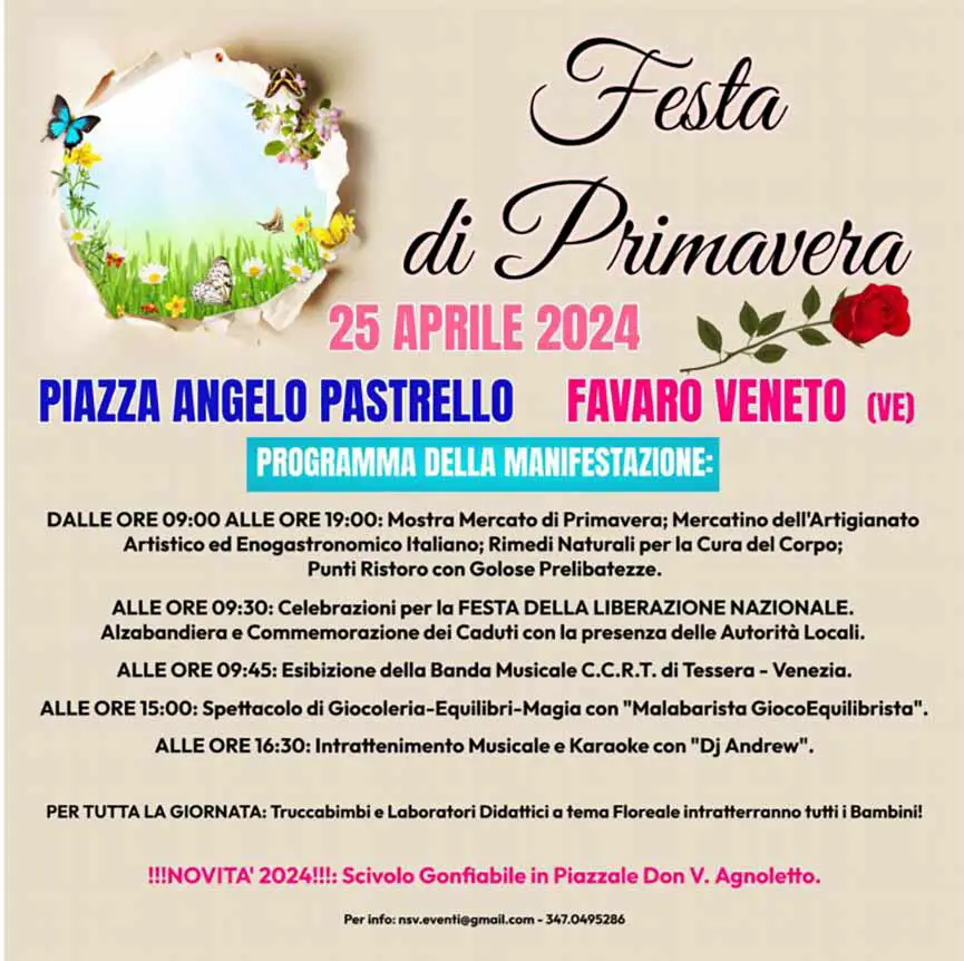 Programma eventi della Festa di Primavera Venezia