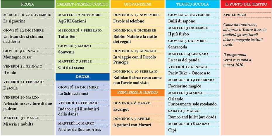 Programma Teatro Comunale Russolo Portogruaro