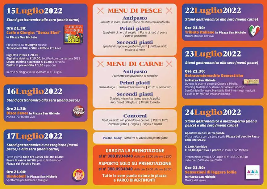 Programma della Festa di Mezza Estate di Quarto d'Altino