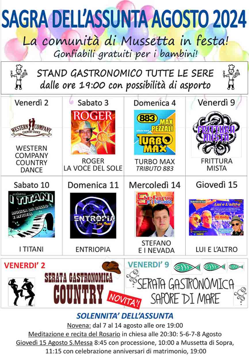 Programma sagra dell'Assunta Mussetta - San Donà di Piave
