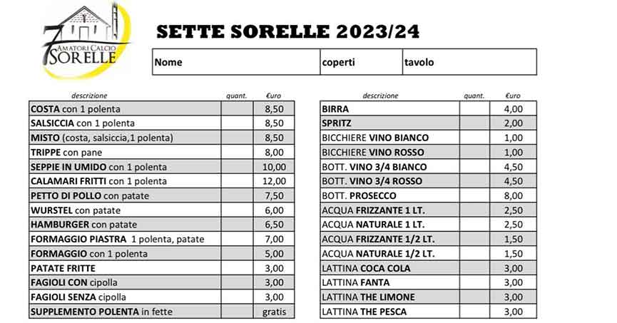Programma Sagra San Pio X, 7 Sorelle San Stino di Livenza Venezia