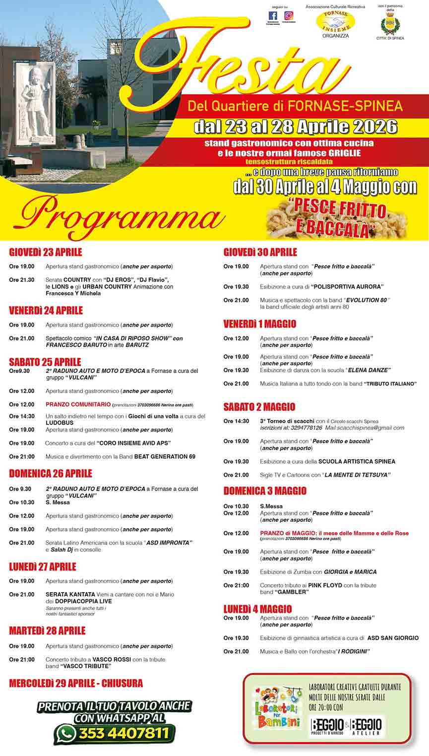 Programma Festa del Quartiere Fornase a Spinea